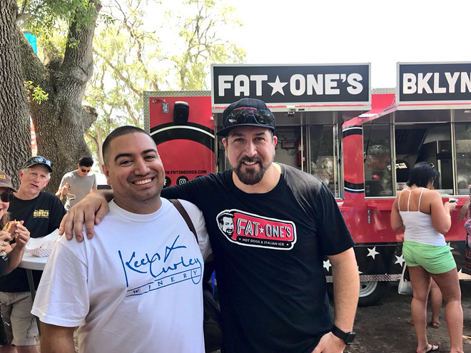 Carlos Hernandez of Carlos Eats with *NSYNC's Joey Fatone, who leads the Fat One's food truck. - Courtesy of Carlos Hernandez/Carlos Eats