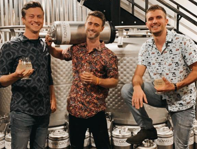 BUCH BOYS (L to R): Bryan Griffin, Phil Smith, and Dan Andresen are behind Flower Crown Kombucha coming to Tampa Heights. - COURTESY