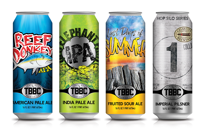 A few of the updated can designs Tampa Bay Brewing Co. is going with moving forward. - Courtesy of Tampa Bay Brewing Co.