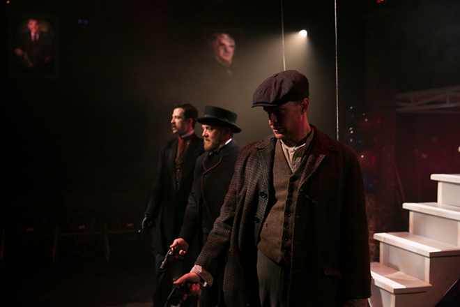 Britt Michael Gordon as Booth, Alan Mohney Jr. as Charles Guiteau and Robert Teasdale as Czolgosz. - Thee Photo Ninja
