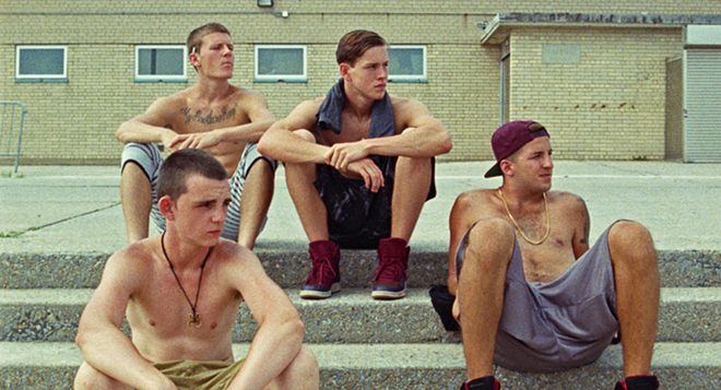 Frankie (Harris Dickinson) and the other Brooklyn boys in Eliza Hittman's BEACH RATS - PHOTO COURTESY OF NEON