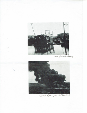 Top: Damage and flooding in Belle Glade. Bottom: Smoke from funeral pyres. - Lawrence E. Will Museum of the Glades