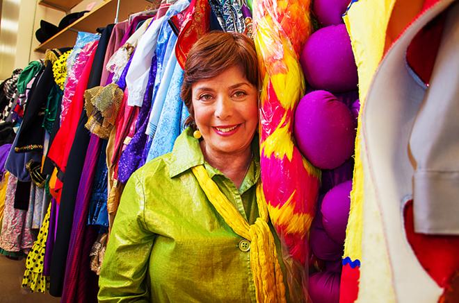 WARDROBE! Straz President/CEO Judy Lisi hangin' out in the facility's costume shop. - Bryan W. Leighty