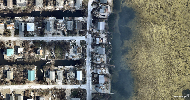 This aerial shot taken in the Florida Keys shows the extensive damage wrought by Hurricane Irma after it made landfall. - Photo courtesy of Nearmap