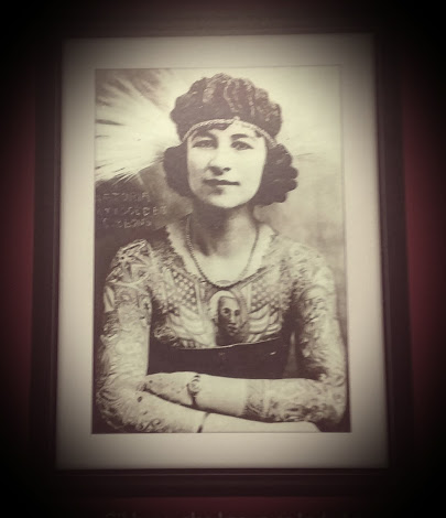 From DHM's new special exhibit "Jagged Lines: America's Tattoo Tradition," Anna Mae Gibbons, aka Lady Artoria, spent 50 years performing as a tattooed lady because of the financial independence it gave her. - PHOTO COURTESY OF CIRCUS WORLD, BARABOO, WI.