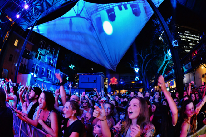 A crowd in the front row of Jannus Live, a popular outdoor venue downtown. - Brian Mahar