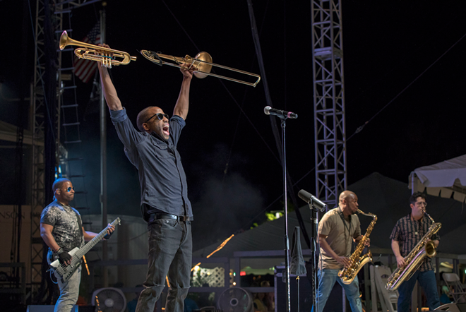 Trombone Shorty & Orleans Avenue play Clearwater Jazz Holiday at Coachman Park in Clearwater, Florida on October 14, 2016. - Nicole Abbett