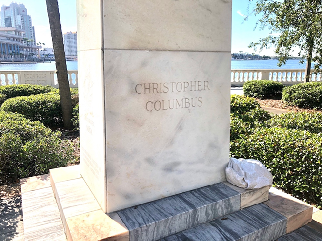 Tampa Police are still guarding Bayshore’s controversial Christopher Columbus statue