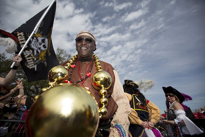 Willie Kitchens got the unofficial biggest beads prize for his HUGE string-o-beads. - Chip Weiner