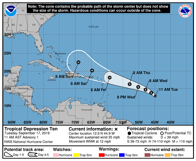 A new tropical depression has formed in the Atlantic, and is expected to become Hurricane Imelda