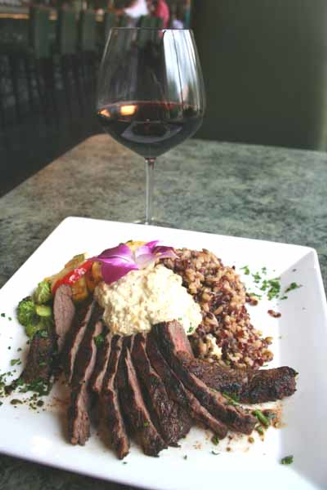 EXCHANGE RATES: Wine Exchange's chili-rubbed flank steak paired with a glass of Provenance Cabernet Sauvignon 2005. - Eric Snider