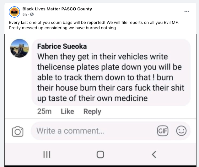 ‘Burn their house, burn their cars’: Pasco Black Lives Matter protesters receive multiple threats