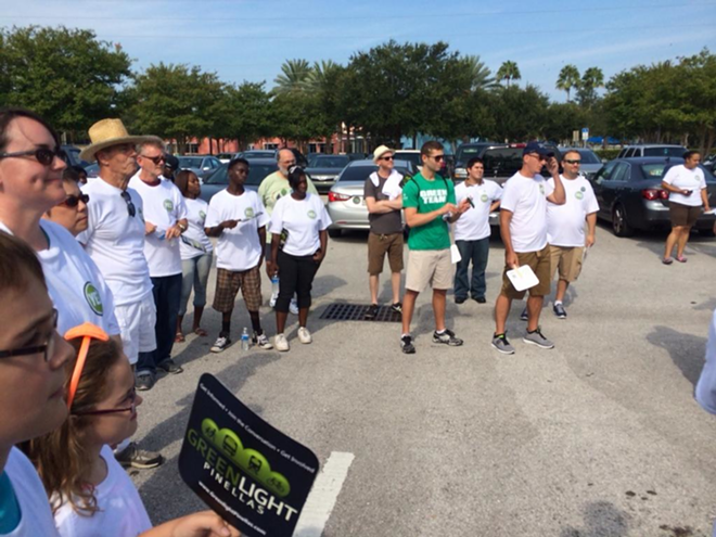 Volunteers who were to go knocking on doors this morning advocating for Greenlight met at Jack Russell Stadium in Clearwater this morning. - Twitter