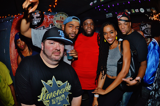 (L-R) DJ Sandman, Mike Mass, DJ Evil Dee, Dynasty at Ol' Dirty Sundays at Crowbar in Ybor City, Florida on September 18, 2016. - Brian Mahar