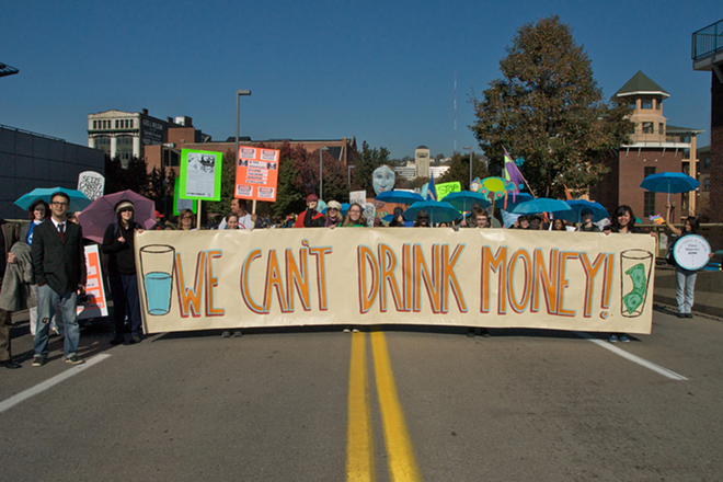 A 2010 anti-fracking demonstration in Pittsburgh, Penn. - flickr user Marcellus Protest
