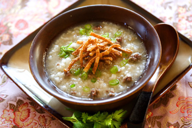 BREAKFAST OF CHAMPIONS: We started each morning with a bowl of beef congee.. - Jaden Hair