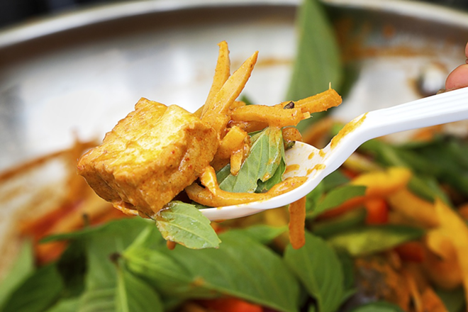 PERFECT BITE: A spoonful of TGM's red curry tofu. - Chip Weiner