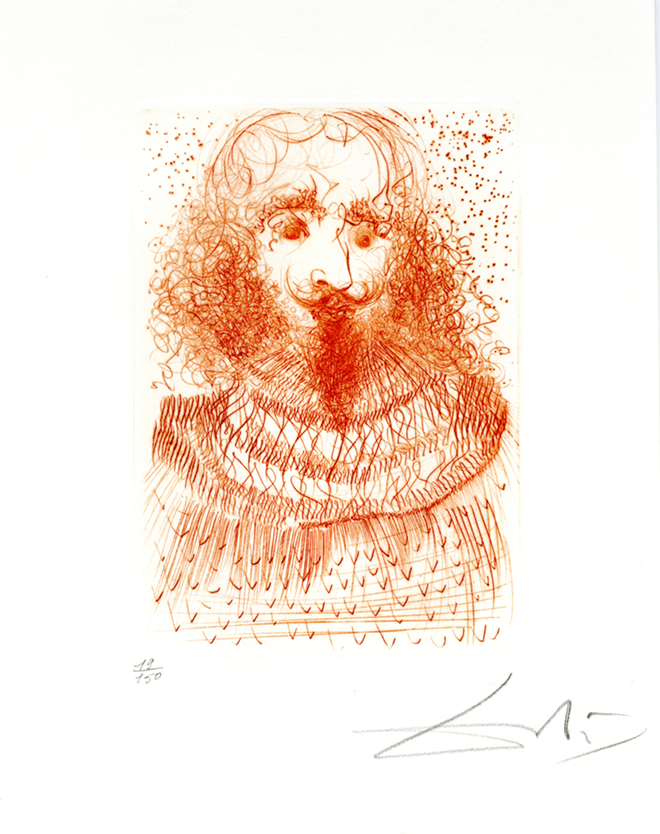 BARD-TISTIC: An image from a suite of drypoint etchings titled Much Ado About Shakespeare, from 1968. - THE SALVADOR Dalí MUSEUM