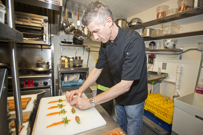 Chef-owner Justin Murphy prepares M39's Nemo Rolls. - Chip Weiner
