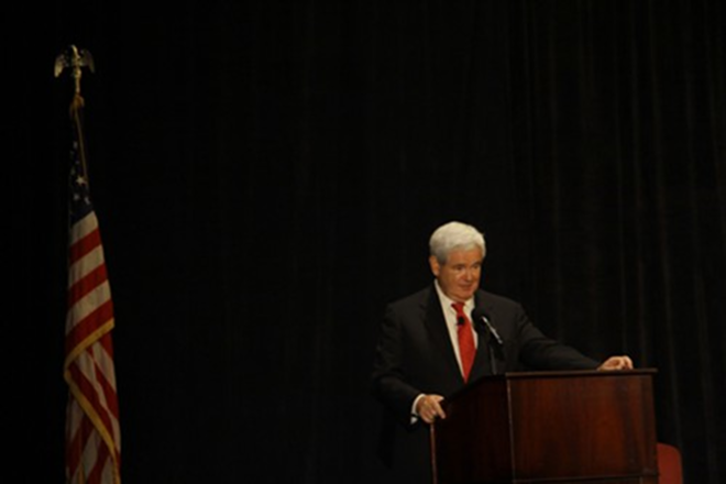 Newt Gingrich led the first part of his Newt University programs today at the Hyatt downtown - Joshua Santos