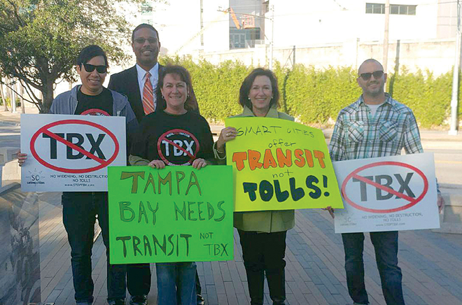 Anti-TBX crusaders Chris Vela, state Rep. Sean Shaw, Michelle Cookson, Linda Saul-Sena, and Shannon Bruffett. - Courtesy Linda Saul-Sena