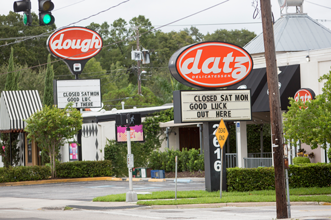 Some businesses decided early what to do. Datz Restaurant and Dough Bakery on MacDill Avenue closed for the weekend wishing Tampa luck. - Chip Weiner