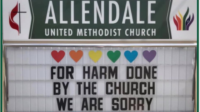 Allendale pastor Andy Oliver could lose his church over her recent marriage of two gay women. - via Allendale UMC's Facebook page