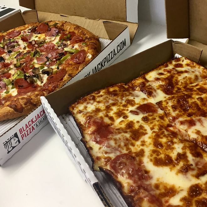 Blackjack Pizza & Salads specializes in two kinds of pizza styles: round and deep-dish square. - Courtesy of Blackjack Pizza & Salads