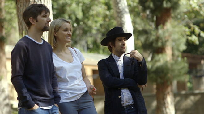 PARK PLACED: From left, Adam Scott, Taylor Schilling and Jason Schwartzman before the slumber party of their lives. - Duplass Brothers Productions
