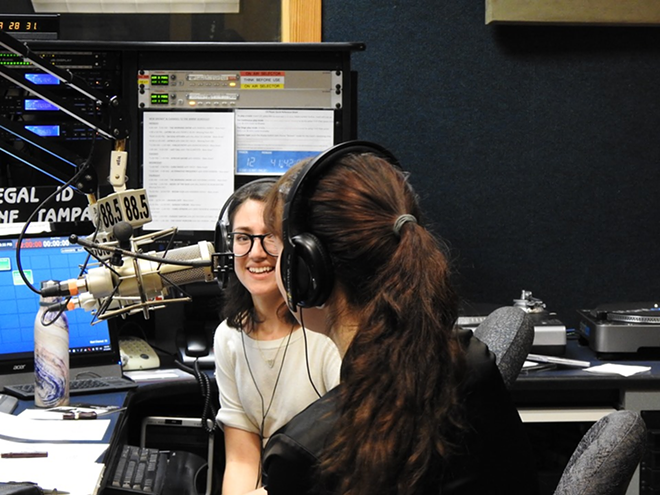 Amanda Doyle (L), host of Room 1210 on WMNF, which airs on Thursdays from 8 p.m.-10 p.m. on 88.5-FM in Tampa, Florida. - Room1210/Facebook
