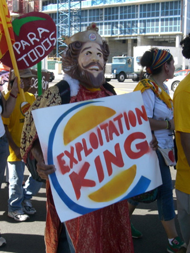 HAVE IT HIS WAY: A protester dressed as the BK mascot. - Andrew Stelzer