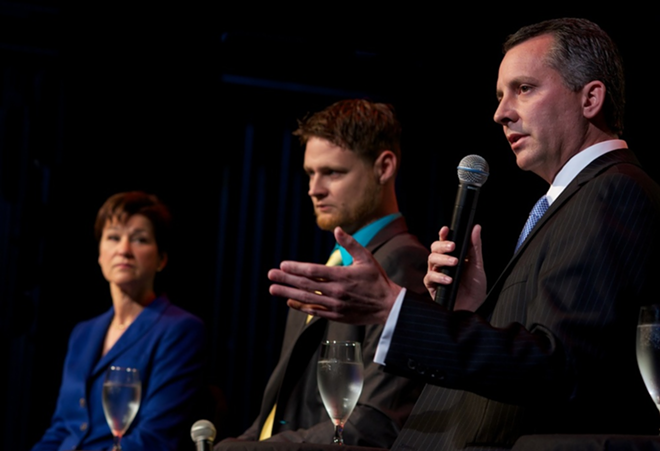 The candidates during a Clearwater debate last week. - Kevin Tighe