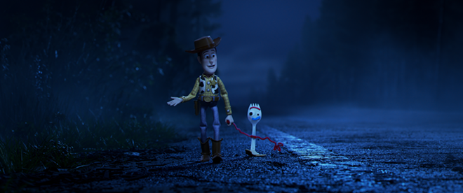 Woody (Tom Hanks, left) tries to teach Forky (Tony Hale) about the value of friendship while educating him on the purpose of toys. - Walt Disney Studios