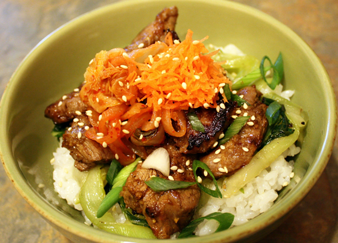 Pile it on, mix it up and go to town on this delicious rice bowl. - Katie Machol