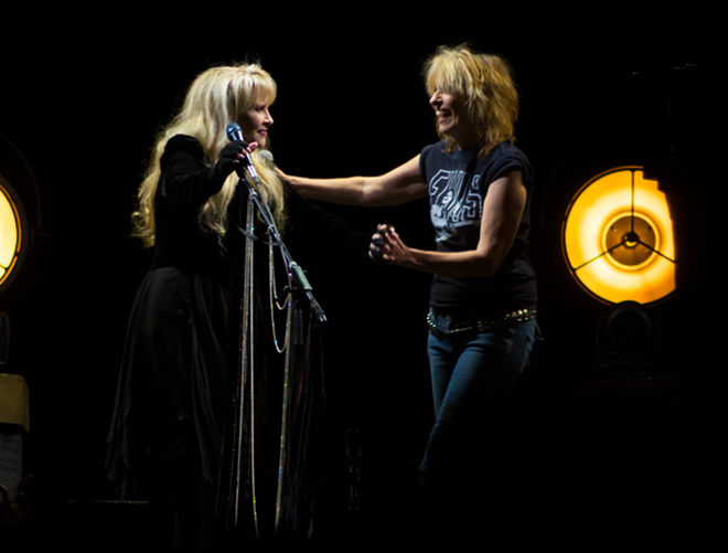 Stevie Nicks (L) and Chrissie Hynde at Amalie Arena in Tampa, Florida on November 2, 2016. - Chip Weiner