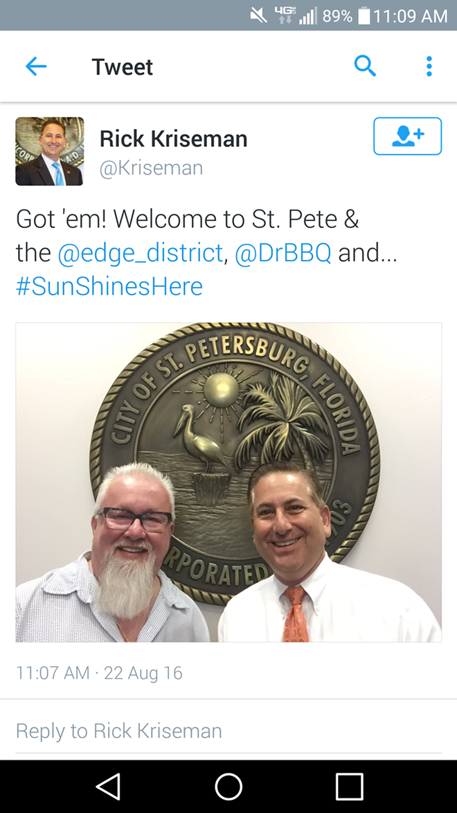 St. Pete Mayor Kriseman's tweet. - via Twitter