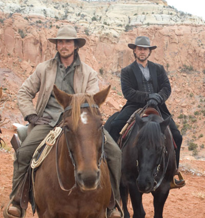 HIGH PLAINS DRIFTERS: Christian Bale must escort wanted man Russell Crowe to the Feds in 3:10 to Yuma. - Lions Gate Films