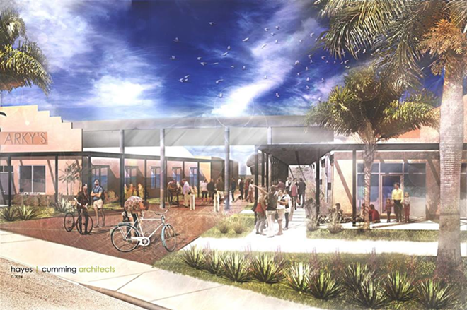 X MARKS THE SPOT: Artist rendering of the newly dubbed ArtsXchange. - hayes cumming architects