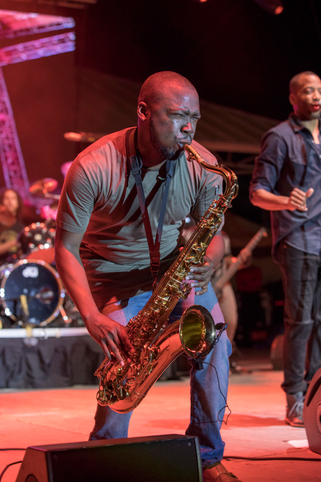 BK Jackson of Trombone Shorty & Orleans Avenue plays Clearwater Jazz Holiday at Coachman Park in Clearwater, Florida on October 14, 2016. - NICOLE ABBETT