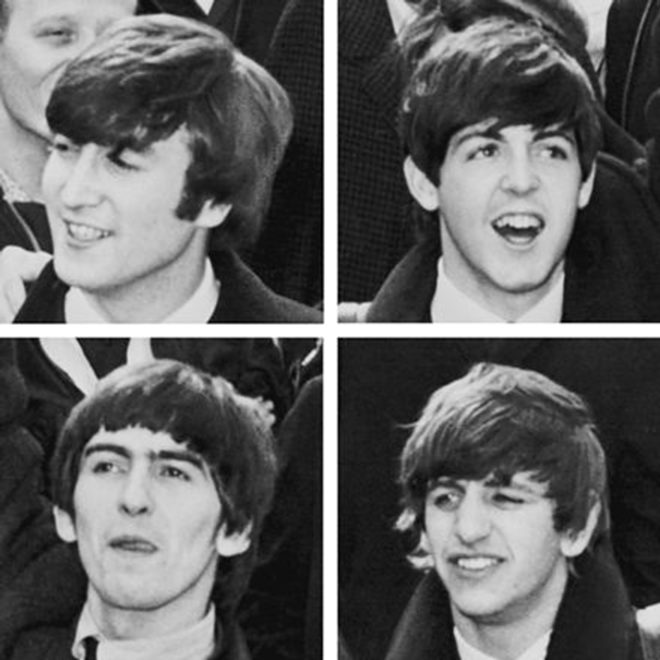 The Beatles in 1964 Top: Lennon, McCartney. Bottom: Harrison, Starr. - Wiki Images