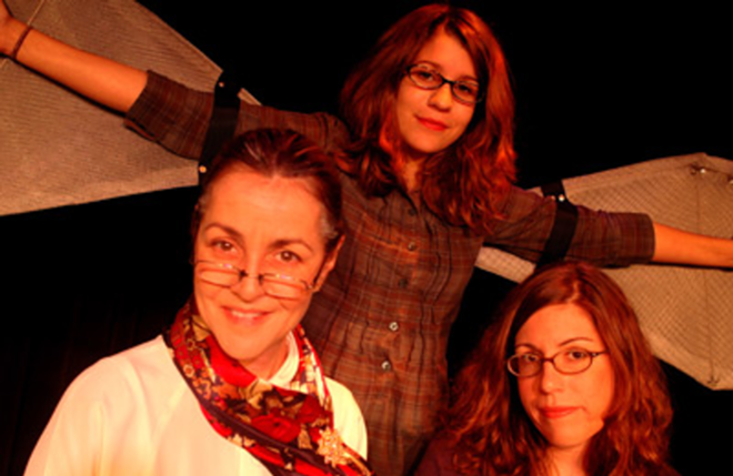 Pictured (L-R): Caroline Jett - (Dorothea), Molly Jacobson (Echo, with wings) and Leah LoSchiavo (Artemis) - in Eleemosynary. - Shawn Jacobson