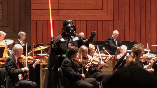 You're not hallucinating. That's Darth Vader at Straz Center in Tampa, Florida on February 9, 2018. - Brendan McGinley