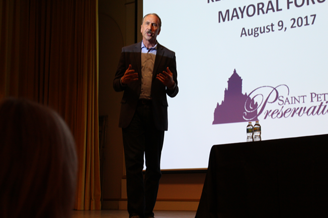 Former St. Petersburg Mayor Rick Baker makes his case for a third term as mayor. - Dinorah Prevost