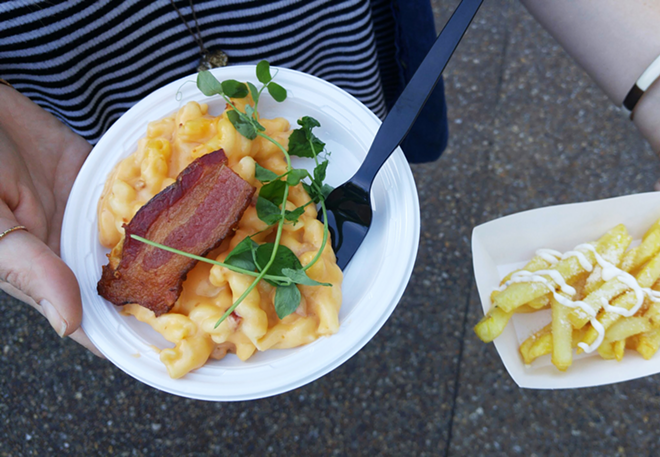 A simple serving of bacon mac and duck fat truffle fries, which made their return over the weekend. - Meaghan Habuda