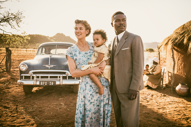 King Seretse Khama of Botswana (David Oyelowo) and Ruth Williams (Rosamund Pike) and daughter in 'A United Kingdom' - Fox Searchlight Pictures