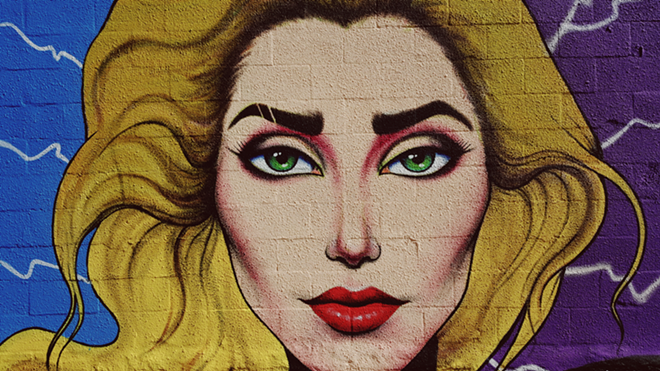 Cam Parker's Lady Gaga mural in between Robertson Billiards and the Hall On Franklin in Tampa, Florida. - Ray Roa