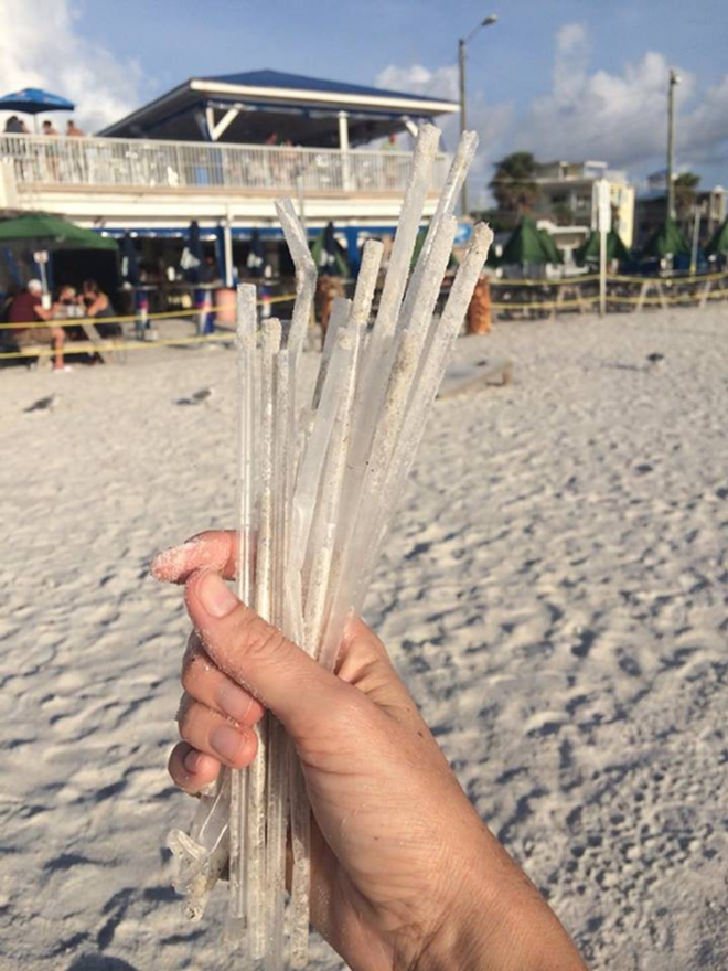 Discarded straws found outside Caddy's before the restaurant opted for less environmentally damaging paper ones. - julie featherston