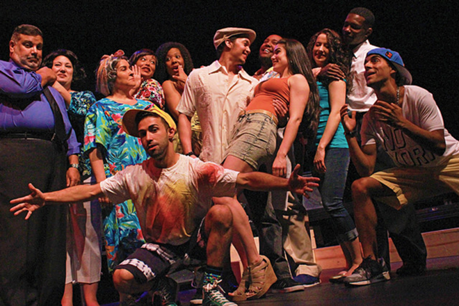 Jorge Acosta (left) and the rest of American Stage's In the Heights cast. - Chad Jacobs