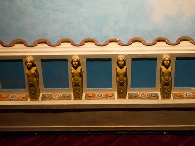 These beautiful ladies oversee the stage from their perch at the top of the Cuban Club theater's proscenium. - Amanda Brown