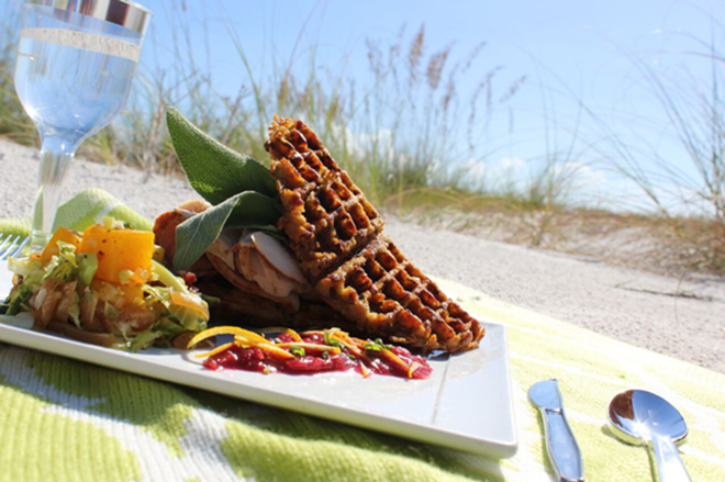 Share a romantic fall picnic with this turkey waffle sandwich from the Zamora. - The Hotel Zamora